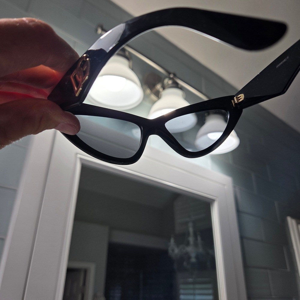 Dolce & Gabbana Black Cat Eye Sunglasses Gold DG Logo DG4362 - Picture 8 of 9